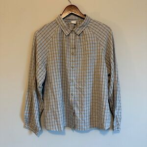 Poetry Green Plaid Cotton Size 10 Fisherman Quiet Luxury Preppy Button Up Blouse